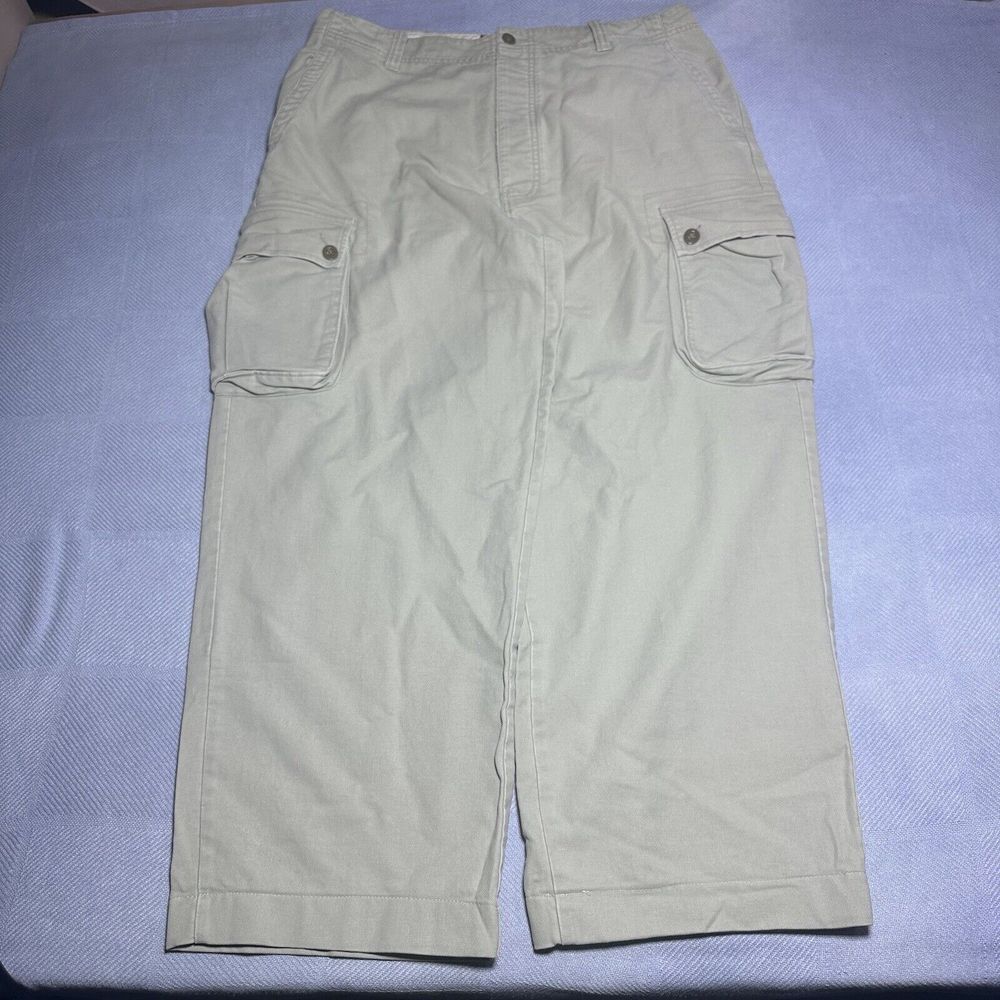 VTG Abercrombie & Fitch Y2K Baggy Wide Leg Cargo Parachute Pants Skater Sz 36x28